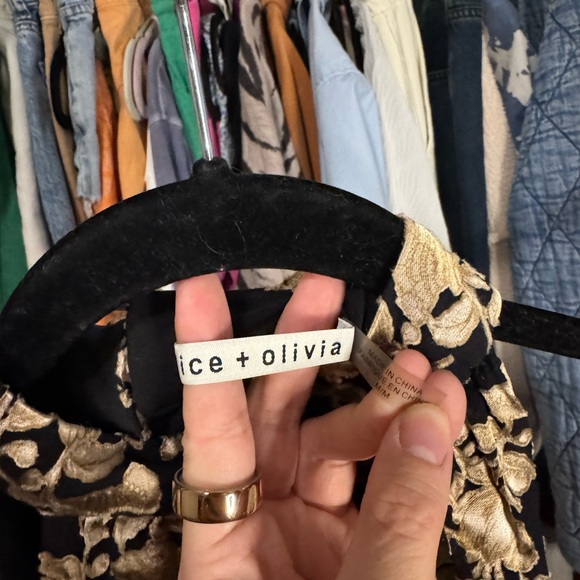 Alice + Olivia Black and Gold Floral Tank Top - Picture 2 of 4